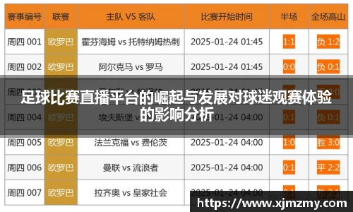 足球比赛直播平台的崛起与发展对球迷观赛体验的影响分析