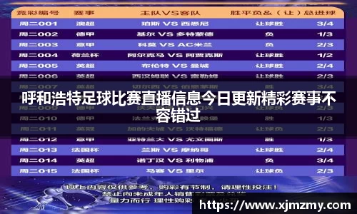 呼和浩特足球比赛直播信息今日更新精彩赛事不容错过