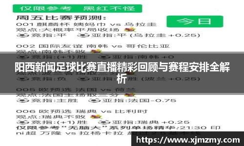 阳西新闻足球比赛直播精彩回顾与赛程安排全解析